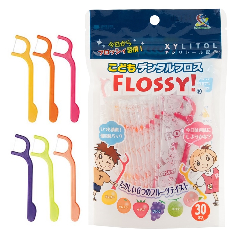 こどもデンタルフロス FLOSSY! (フロッシー) 袋(30本入)